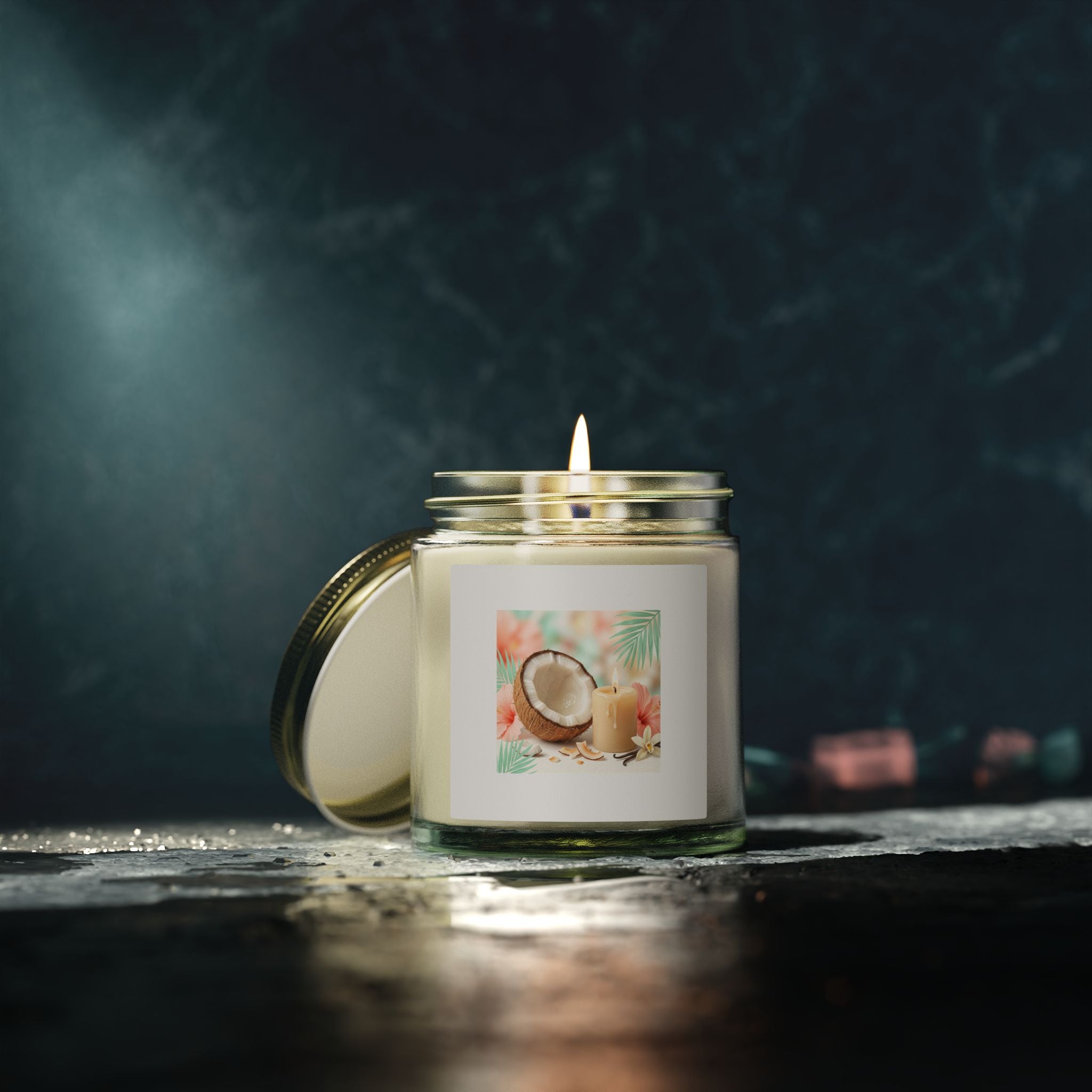 Coconut Apricot Scented Candle — Tropical Soy Wax Jar (4oz & 9oz)
