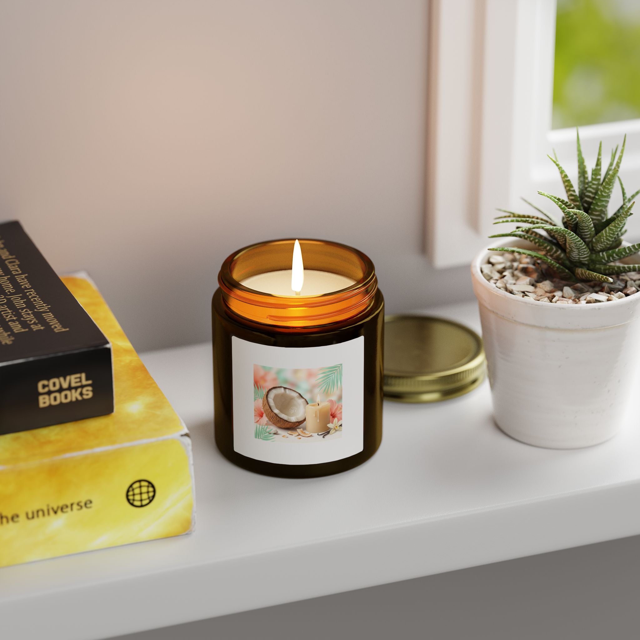 Coconut Apricot Scented Candle — Tropical Soy Wax Jar (4oz & 9oz)